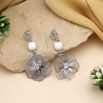 Gorgeous Silver Color Anti Tarnish Earrings With Antique Design For Elegant Occasions