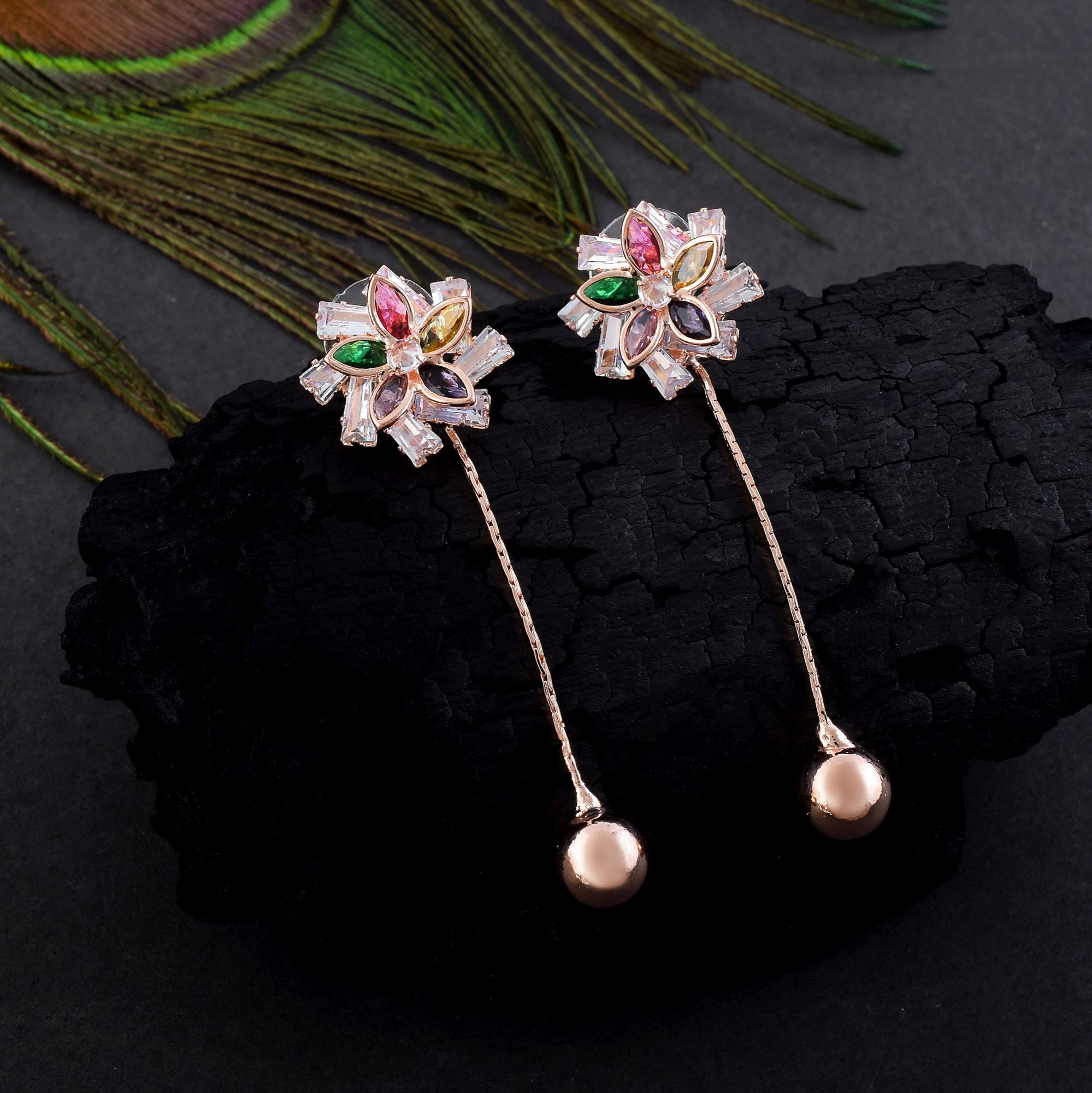 Exclusive Gold Color Anti Tarnish Earrings Crafted with Premium Handcrafted Jewelry Detailing Finish