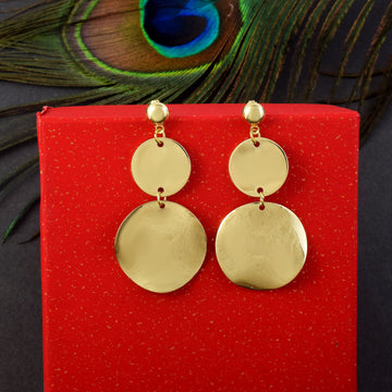 Gorgeous Gold Color Anti Tarnish Earrings Designed with Premium Artistic Work for Party Occasions