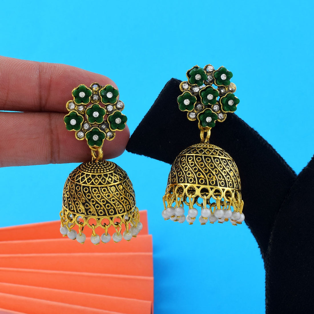 Exclusive Green Color Oxidised Earrings Perfect For Womenâ€™S Ethnic Outfits And Daily Fashion Jewelry