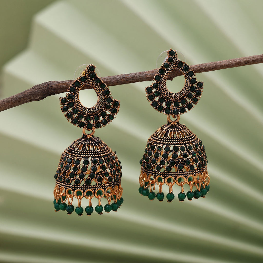green royal jhumka bali