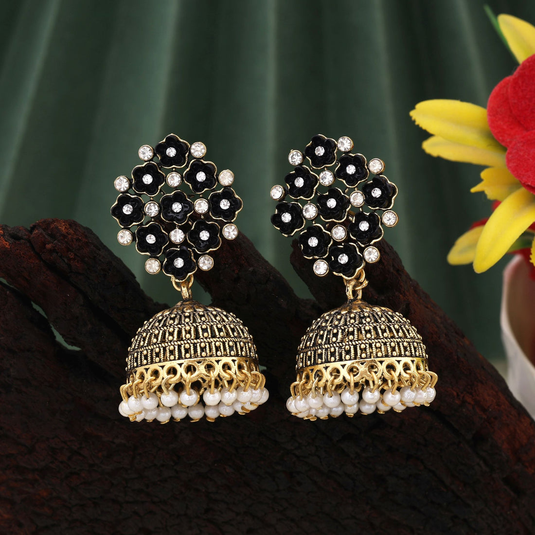 Stylish Black Color Oxidised Earrings Designed For Brides, Traditional Outfits, And Festive Fashion Jewelry