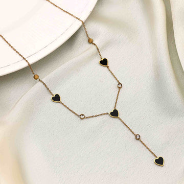 Elegant Black Color Stainless Steel 18K Gold Plated Demi Fine Pendant Design