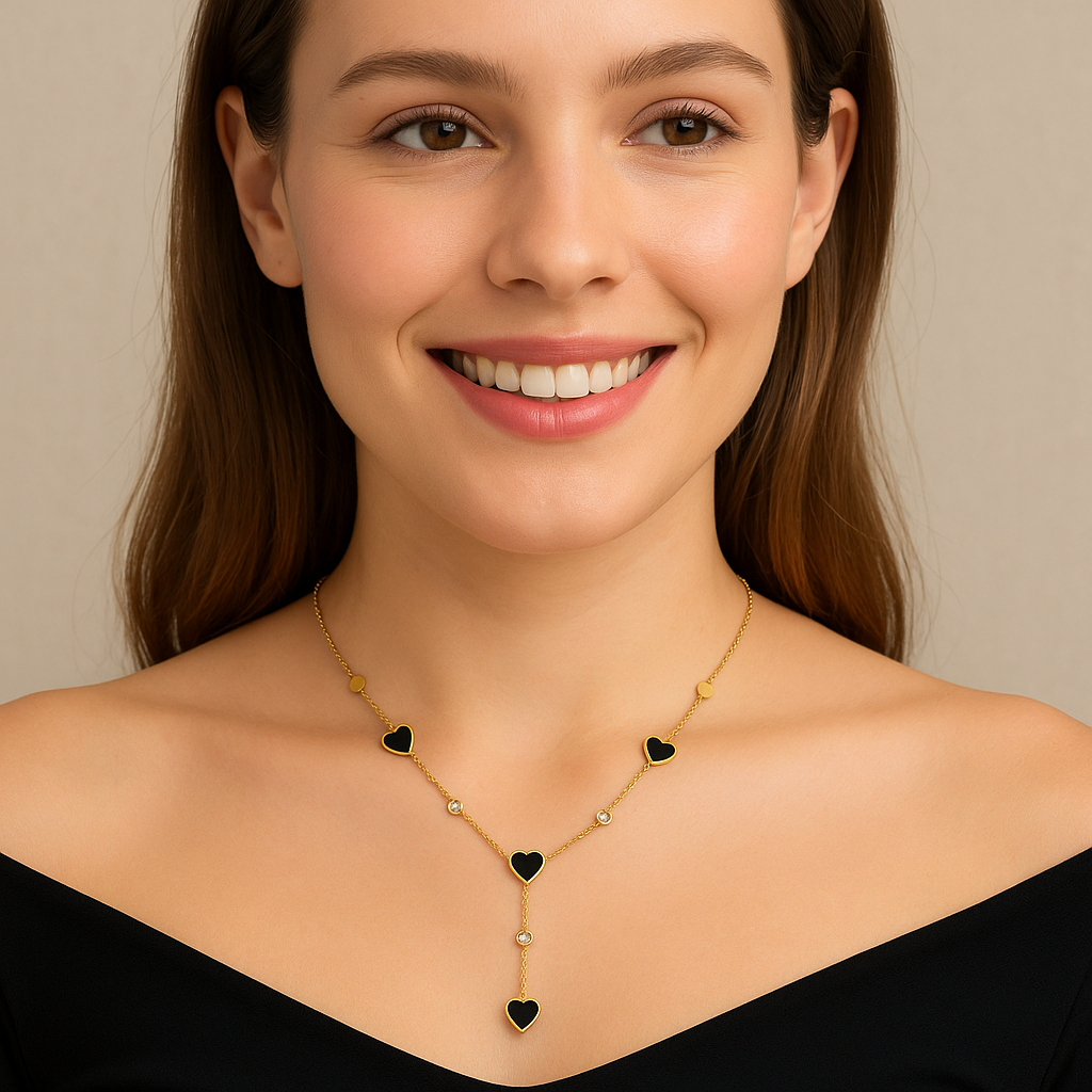 Elegant Black Color Stainless Steel 18K Gold Plated Demi Fine Pendant Design