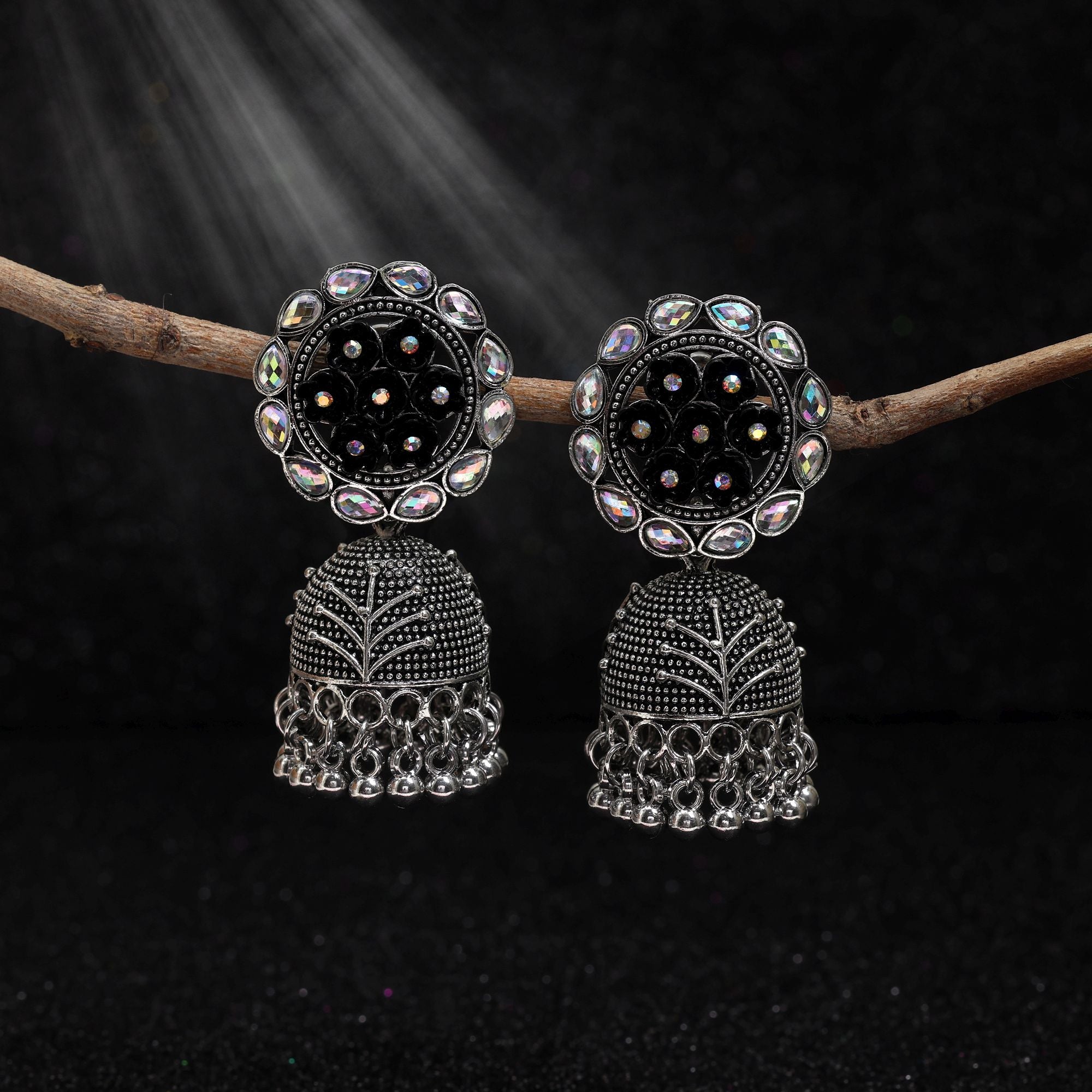 Attractive Black Color Oxidised Earrings Perfect For Womenâ€™S Festivals, Parties, And Ethnic Fashion Outfits