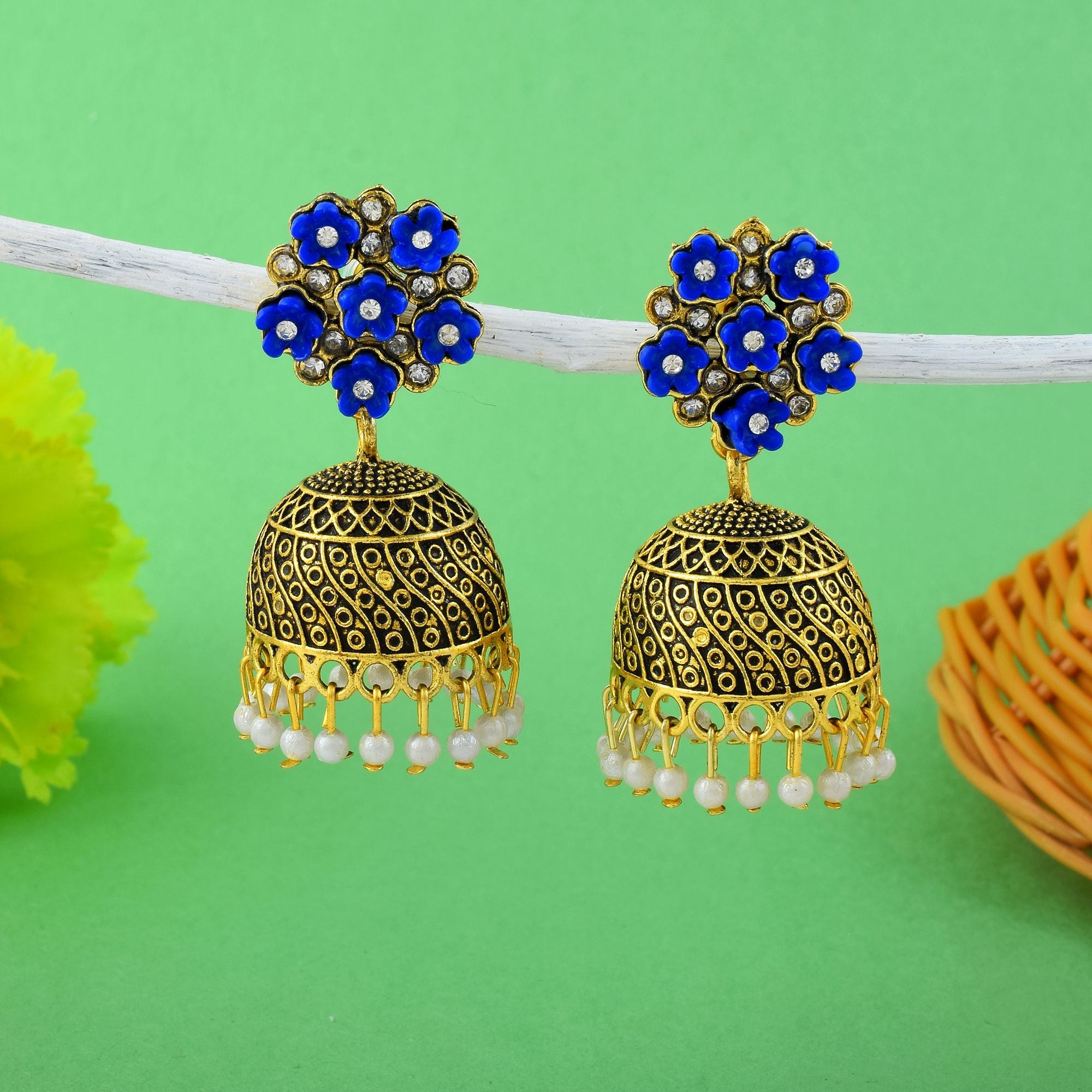 Stylish Blue Color Oxidised Earrings Perfect For Womenâ€™S Festivals, Functions, And Ethnic Outfits