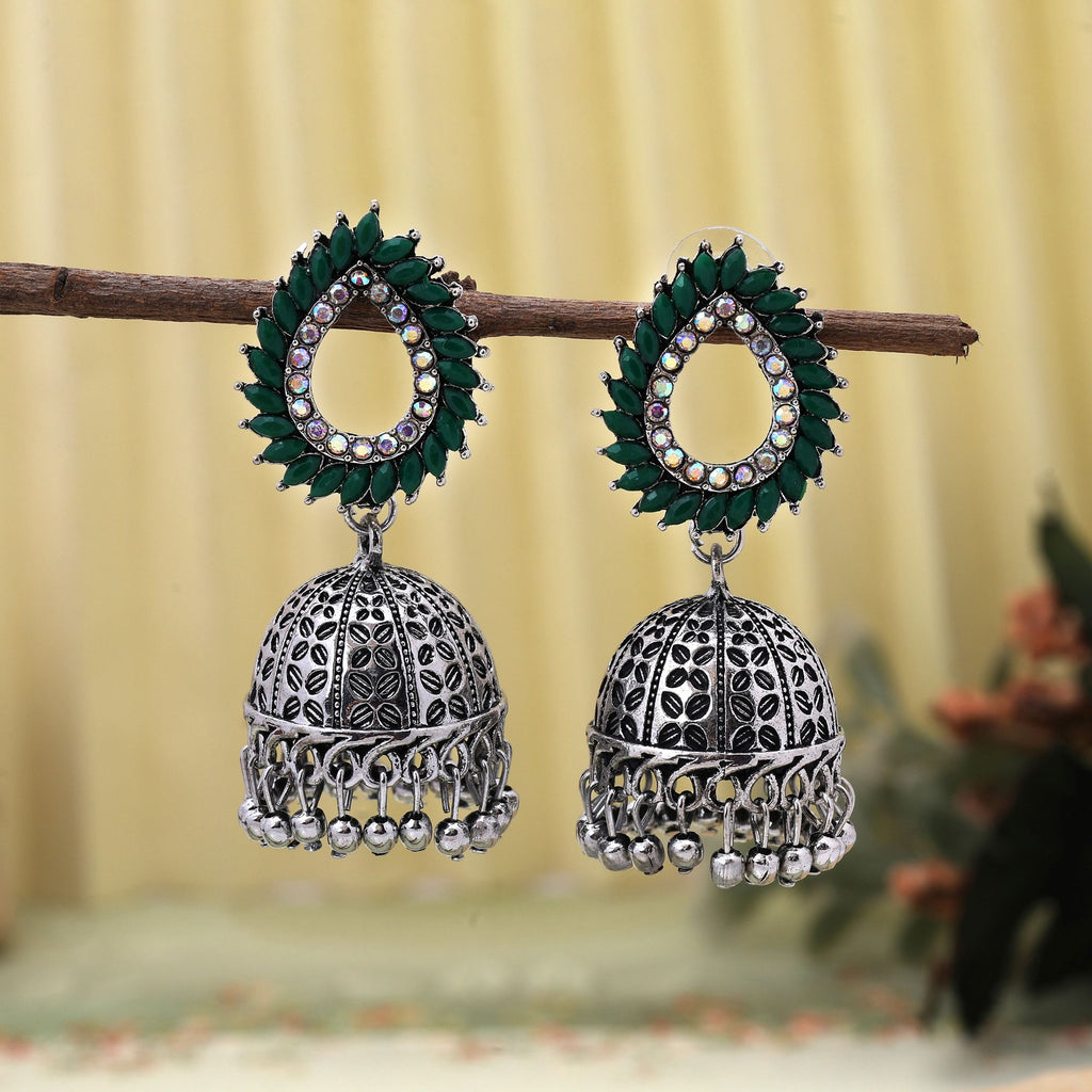 silver leaf jhumkas