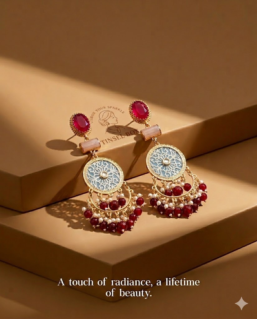 Maroon Color Traditional Bridal Look Amrapali Earrings For Wedding Occasions